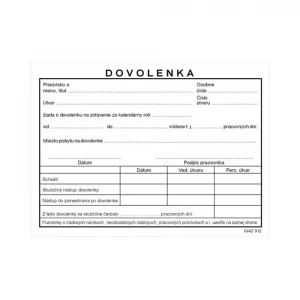 Doklad/Dovolenka A6 samoprepis 100-listov č.912